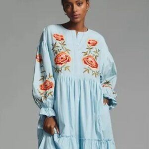 Anthropologie Samant Chauhan Tiered Embroidered Dress